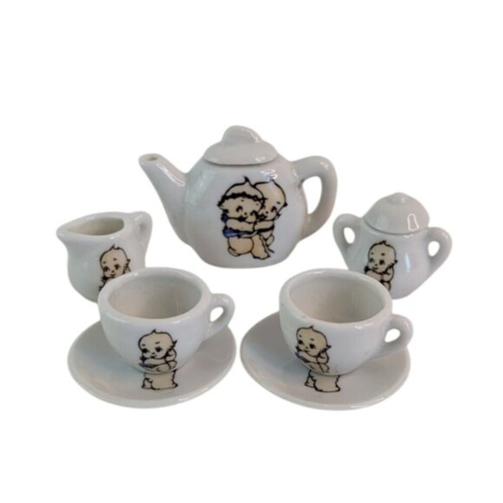 Vintage Pudgie Miniature Toy China Tea Set Japan 1981Child Doll House Complete
